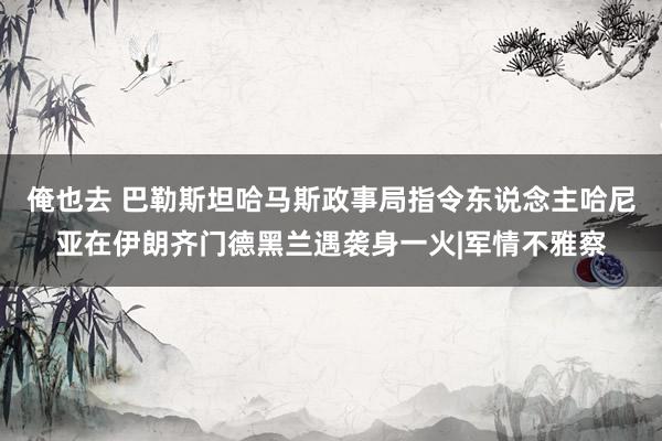 俺也去 巴勒斯坦哈马斯政事局指令东说念主哈尼亚在伊朗齐门德黑兰遇袭身一火|军情不雅察