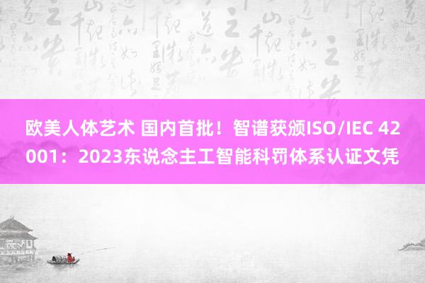 欧美人体艺术 国内首批！智谱获颁ISO/IEC 42001：2023东说念主工智能科罚体系认证文凭