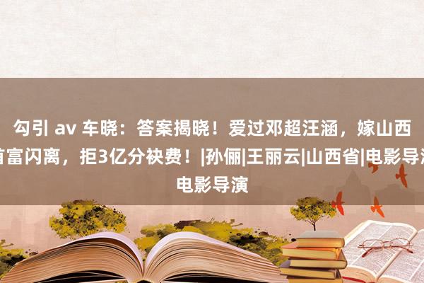 勾引 av 车晓：答案揭晓！爱过邓超汪涵，嫁山西首富闪离，拒3亿分袂费！|孙俪|王丽云|山西省|电影导演